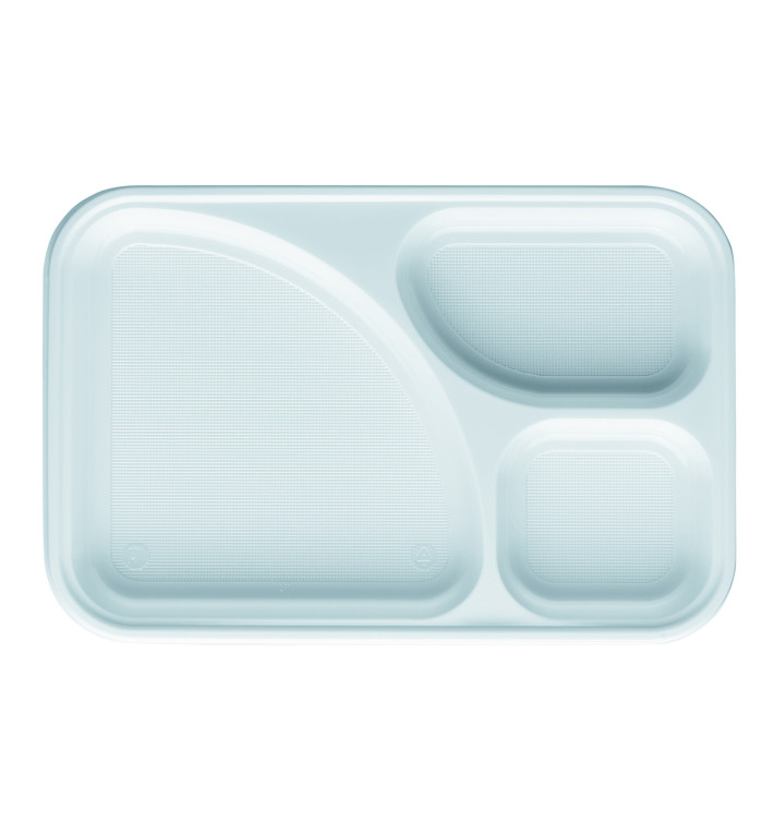 Plastic Compartment Tray White 3C 31,5x21cm (400 Units) Plastic Compartment Tray White 3C 31,5x21cm (400 Units)