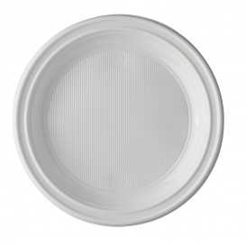 Plastic Plate PS Deep White 22 cm (100 Units) 
