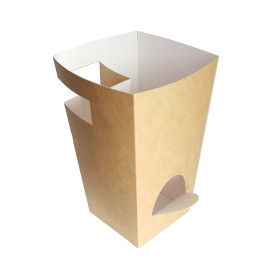 Paper Food Box for Churros with Cup Holder Kraft 7,8x7,8x17,9cm (25 Units) 