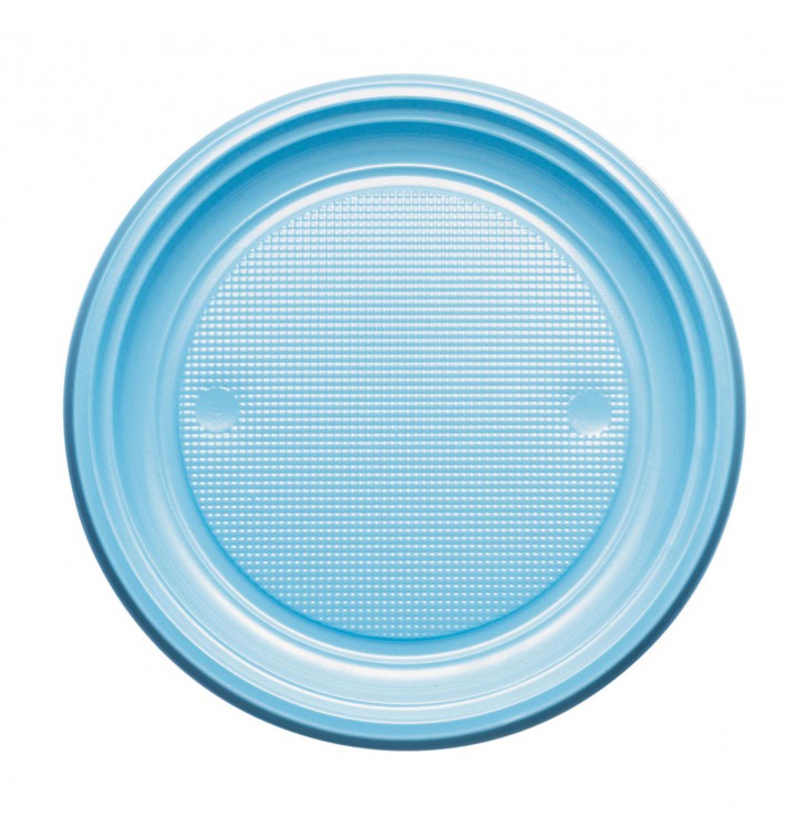 Plastic Plate PS Flat Light Blue Ø22 cm (30 Units) 