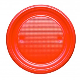 Plastic Plate PS Flat Orange Ø17 cm (50 Units) 