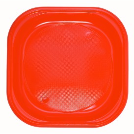 Plastic Plate PS Square shape Orange 20x20 cm (30 Units) 