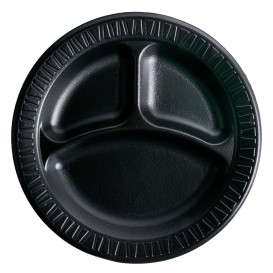 Foam Plate "Quiet Classic" 3 C. Laminated Black Ø26 cm (500 Units)