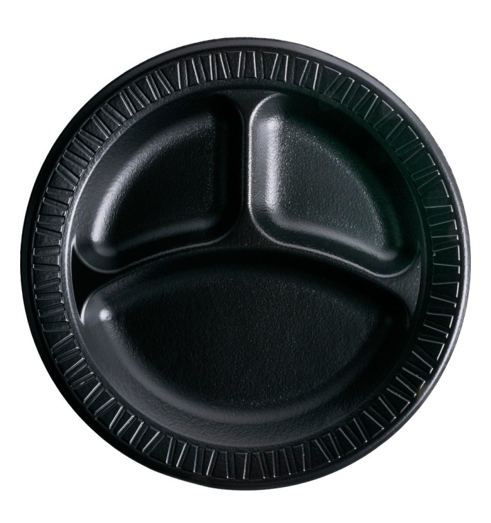 Foam Plate "Quiet Classic" 3 C. Laminated Black Ø26 cm (500 Units) Foam Plate "Quiet Classic" 3 C. Laminated Black Ø26 cm (500 Units)