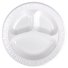 Foam Plate Foam "Concorde" 3 C. White Ø26 cm (125 Units) 