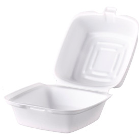 Foam Burger Boxes Take-Out White 1,30x1,30x0,80cm (125 Units) 