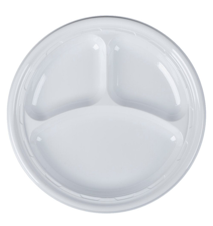 Plastic Plate PS "Famous Impact" 3 C. White Ø26 cm (500 Units) Plastic Plate PS "Famous Impact" 3 C. White Ø26 cm (500 Units)