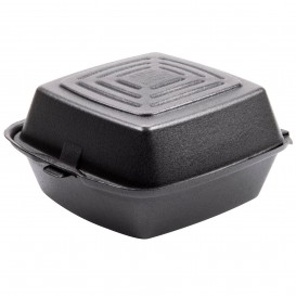Foam Burger Boxes Take-Out Black 1,50x1,50x0,80cm (500 Units)