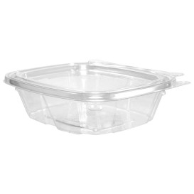 Tamper Tek 8 oz Rectangle Clear Plastic Container - with Hinged