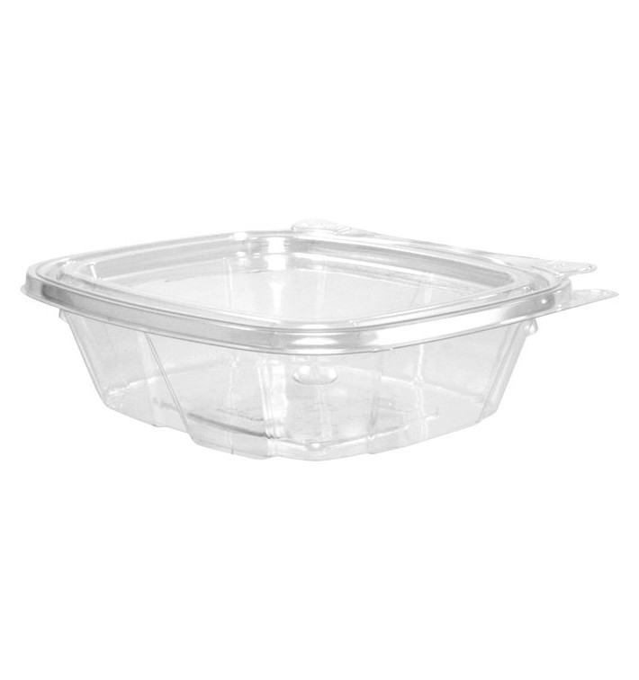 PET Container Hinged Flat Lid with Security Seal 240ml (200 Units)