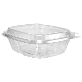 Tamper Tek 32 oz Rectangle Clear Plastic Container - with Hinged Lid,  Tamper-Evident - 6 1/2 x 4 1/2 x 2 1/2 - 100 count box