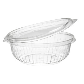 Plastic Hinged Salad Bowl PET "PresentaBowls" Flat 360ml (300 Units)