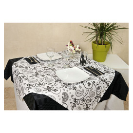 Pre-Cut Paper Tablecloth "Cachemir" Black 37g 1x1m (400 Units) 