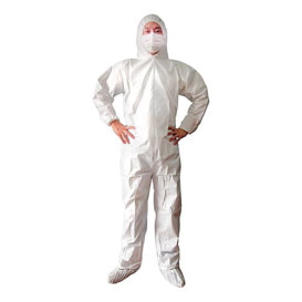 Disposable Plastic Coverall "TST" PP Hood Zipper Size L (50 Units)