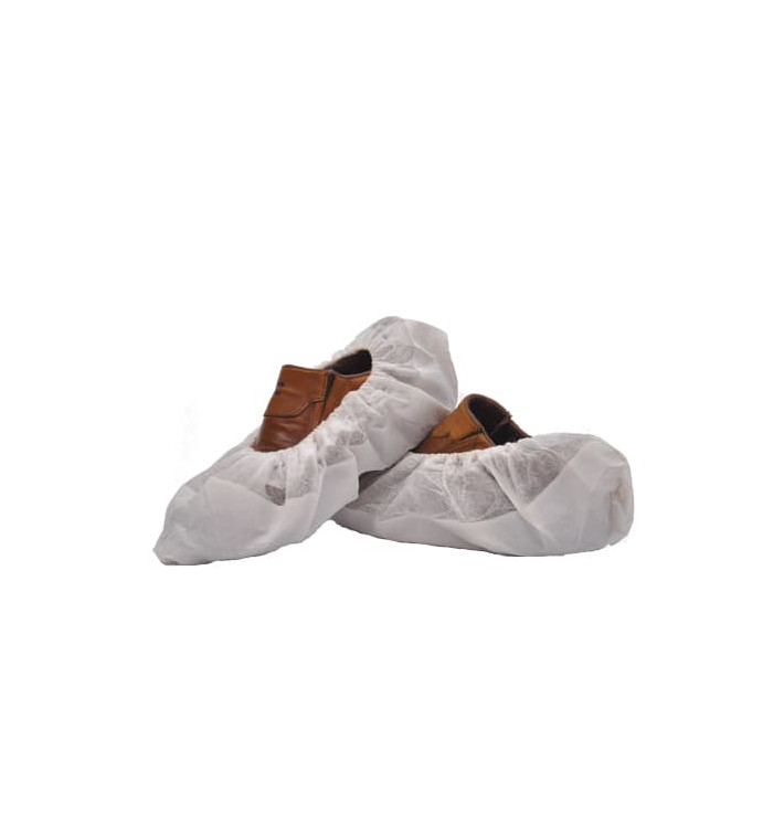 Disposable Plastic Shoe Covers with Reinforce Sole TST PP CPE White (50 Units) Disposable Plastic Shoe Covers with Reinforce Sole TST PP CPE White (50 Units)