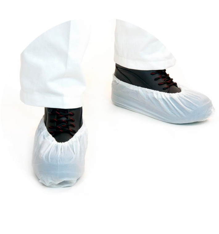 Disposable Plastic Shoe Covers PE CPE G160 White (100 Units) Disposable Plastic Shoe Covers PE CPE G160 White (100 Units)