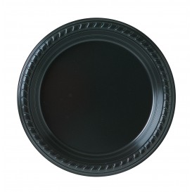 Plastic Plate Party PS Flat Black 18 cm (25 Units) 
