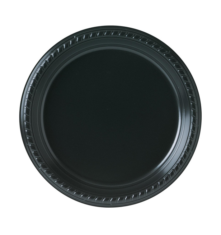 Plastic Plate Party PS Flat Black 23 cm (500 Units) Plastic Plate Party PS Flat Black 23 cm (500 Units)