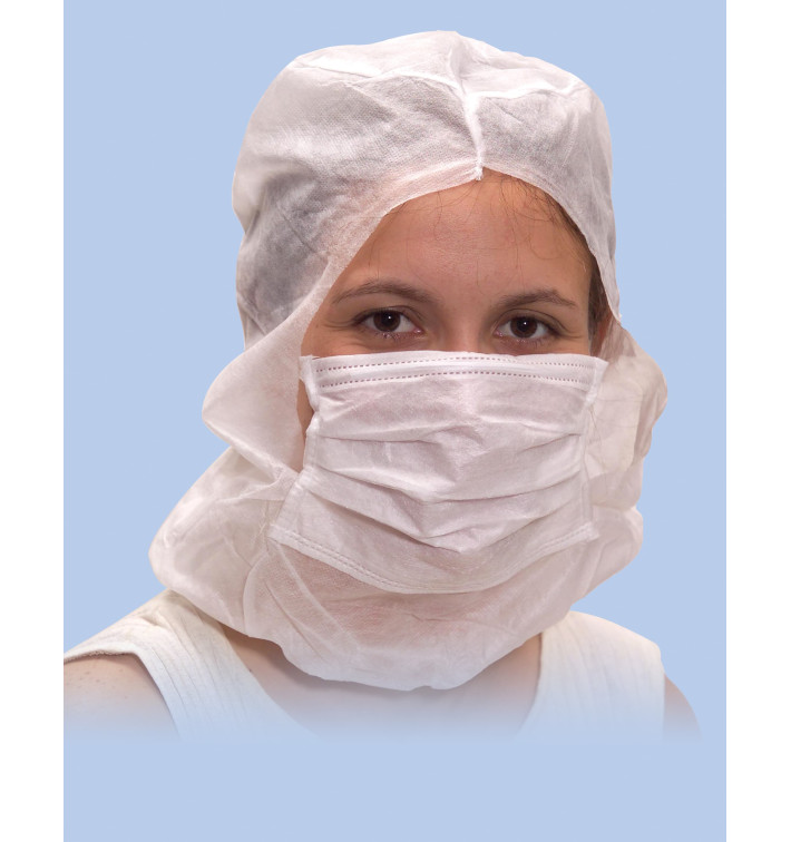 Disposable Surgeon Hood with Mask 3 Layers White (100 Units)