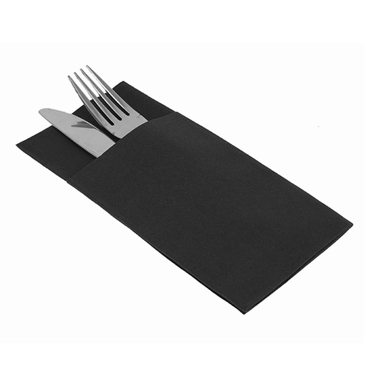 Pocket Fold Paper Airlaid Napkins Kanguro Black 33x40cm (30 Units) 