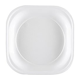 Plastic Plate PS PS Square shape White 20x20 cm (50 Units) 
