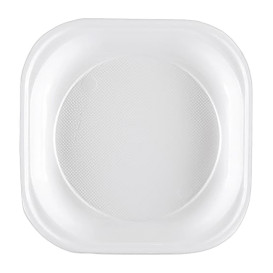 Plastic Plate PS PS Square shape White 20x20 cm (1000 Units)