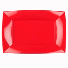 Plastic Tray Microwavable Red "Nice" 34,5x23cm (6 Units) 