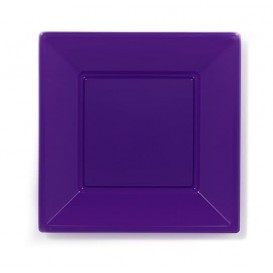 Plastic Plate Flat Square shape Lilac 17 cm (25 Units) 