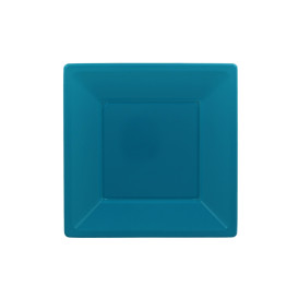 Plastic Plate Square shape Flat Turquoise 17 cm (750 Units)