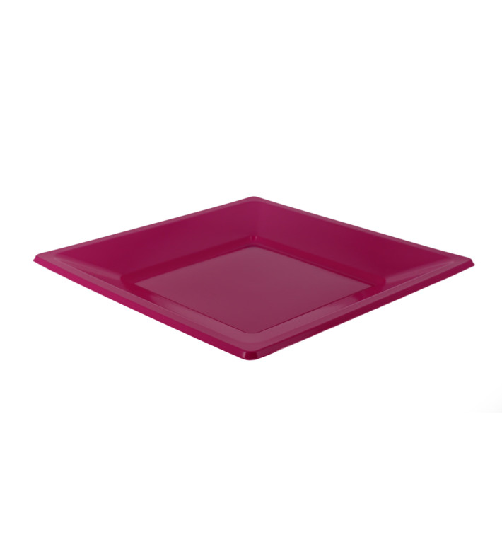 Plastic Plate Flat Square shape Fuchsia 17 cm (25 Units) Plastic Plate Flat Square shape Fuchsia 17 cm (25 Units)
