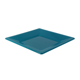 Plastic Plate Flat Square shape Turquoise 17 cm (25 Units) 