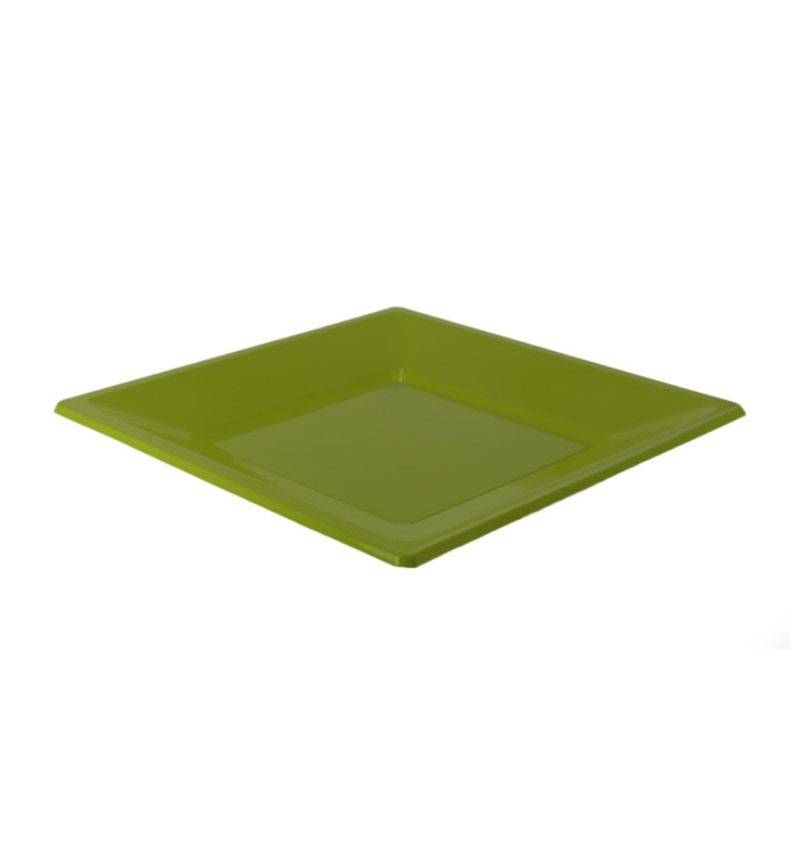 Plastic Plate Flat Square shape Pistachio Green 17 cm (5 Units) Plastic Plate Flat Square shape Pistachio Green 17 cm (5 Units)