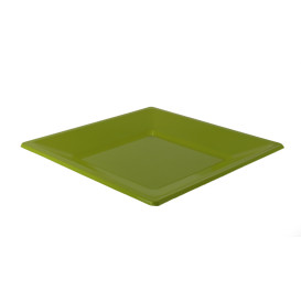 Plastic Plate Flat Square shape Pistachio Green 17 cm (300 Units)