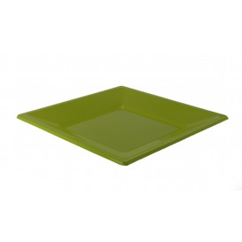 Plastic Plate Flat Square shape Pistachio Green 23 cm (3 Units) 