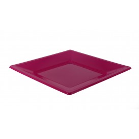Plastic Plate Flat Square shape Fuchsia 23 cm (180 Units)