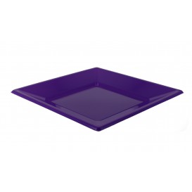 Plastic Plate Flat Square shape Lilac 17 cm (25 Units) 