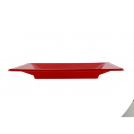 Plastic Plate Flat Square shape Red 17 cm (5 Units) 