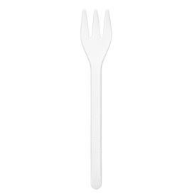 Plastic Tasting Mini Fork White 10cm (50 Units) 
