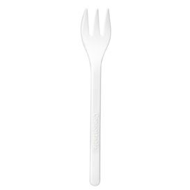 Plastic Tasting Mini Fork White 10cm (50 Units) 