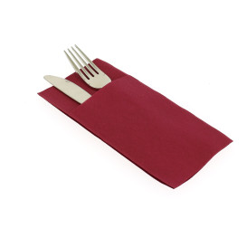 Pocket Fold Paper Napkins Burgundy 40x40cm (30 Units) 