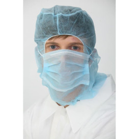 Disposable Surgeon Hood with Mask 3 Layers Blue (500 Units)