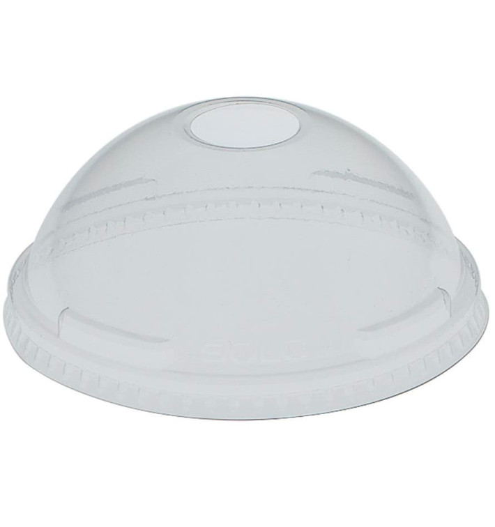Plastic Dome Lid with Hole PET Crystal Ø10,7cm (25 Units) Plastic Dome Lid with Hole PET Crystal Ø10,7cm (25 Units)