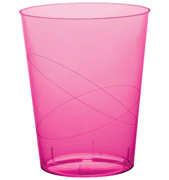 Plastic Cup PS "Moon" Fuchsia Clear 350ml (20 Units) 