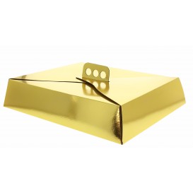 Paper Cake Box Square Shape Gold 19x25x8cm 