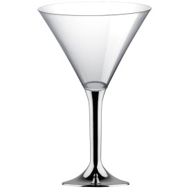 Plastic Stemmed Glass Cocktail Silver Chrome 185ml 2P (200 Units)