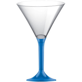 Plastic Stemmed Glass Cocktail Blue Clear 185ml 2P (40 Units)