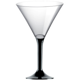 Plastic Stemmed Glass Cocktail Black 185ml 2P (40 Units)