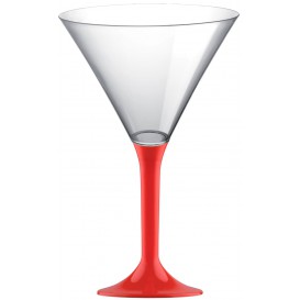 Plastic Stemmed Glass Cocktail Red 185ml 2P (200 Units)