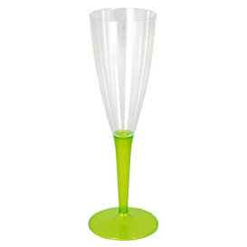 Plastic Stemmed Flute Sparkling Wine Green 100ml (6 Units) 