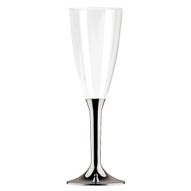 Plastic Stemmed Flute Sparkling Wine Silver 100ml (100 Units)